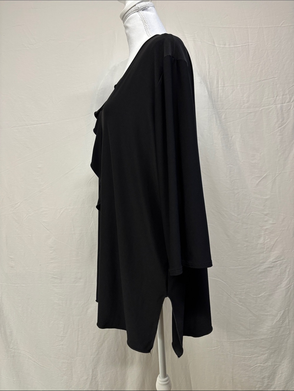 Hamilton Black Ruffle-Front Tunic - Picture 2 of 6